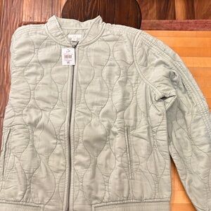 J. Jill Light Gray Quilted Jacket